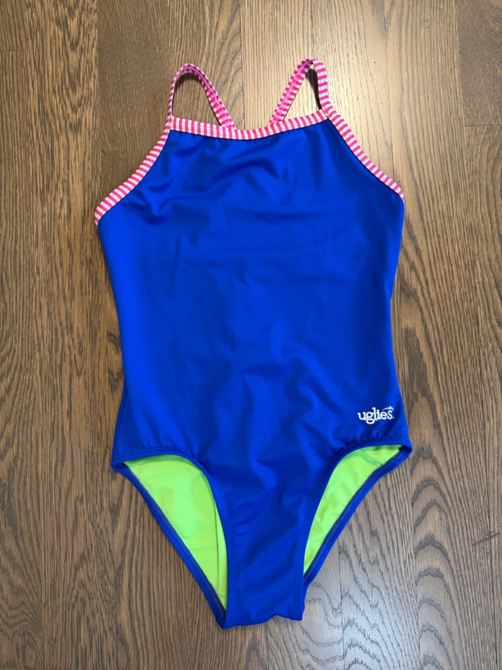 Dolfin Uglies Girls' cobalt Blue One-Piece Swimsuit with Lime Accent